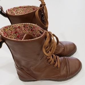 Charles Albert Brown and Floral Lace up Boots